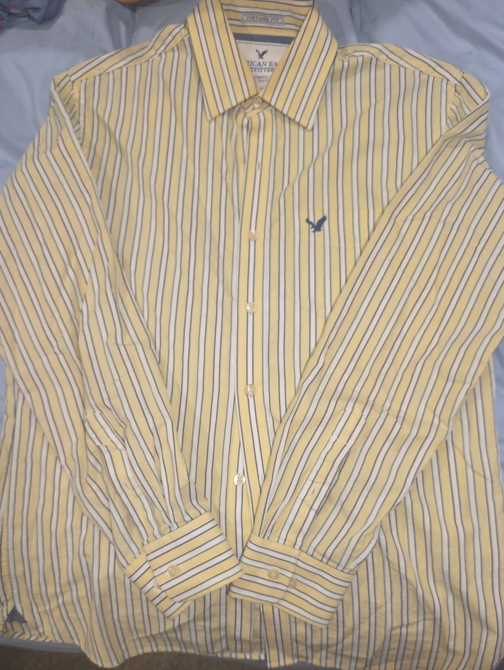 American Eagle Outfitters Yellow Striped Men's Button-Up Shirt